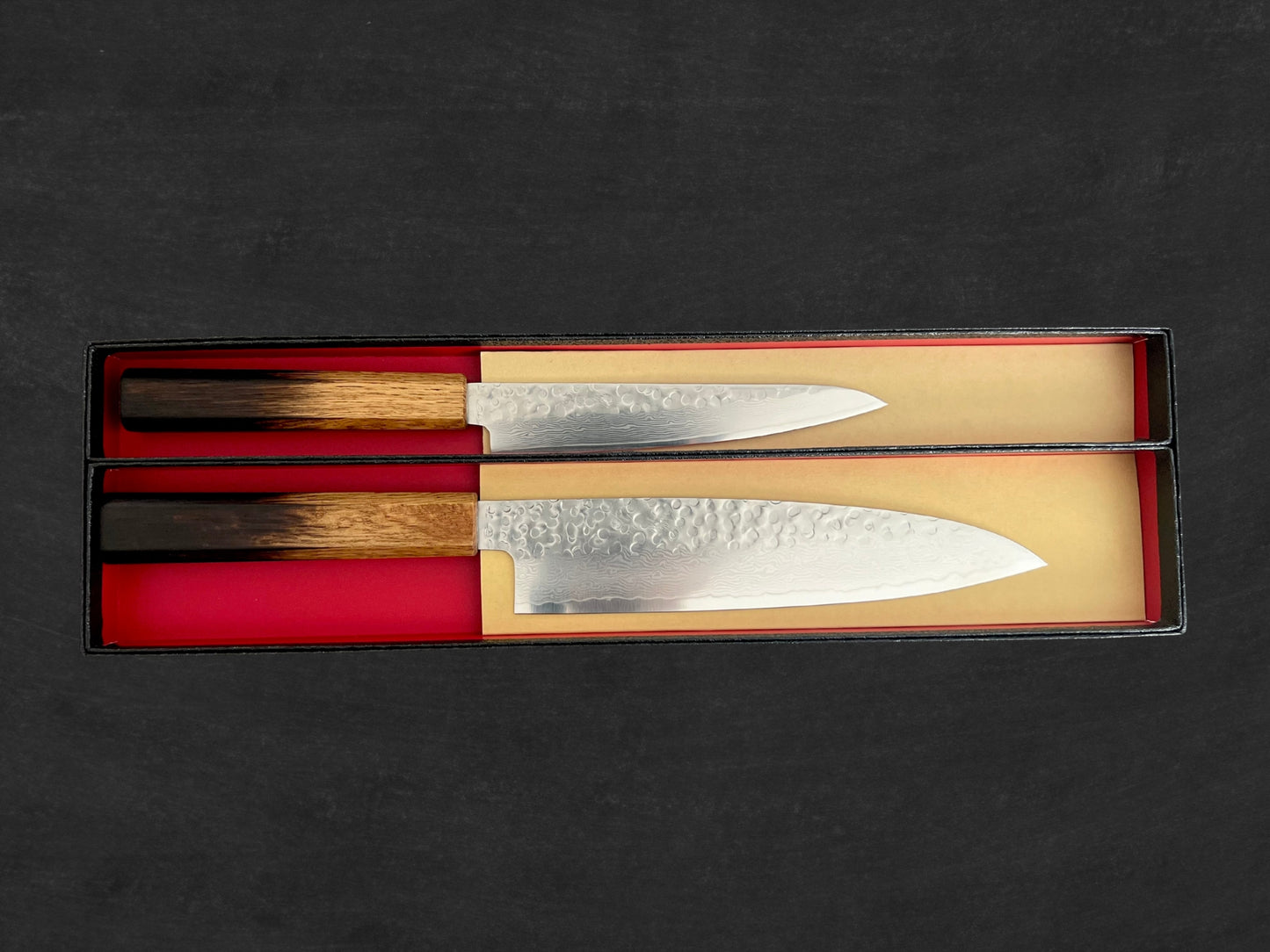 Kohaku Mo.V Hammered Damascus Knife Set